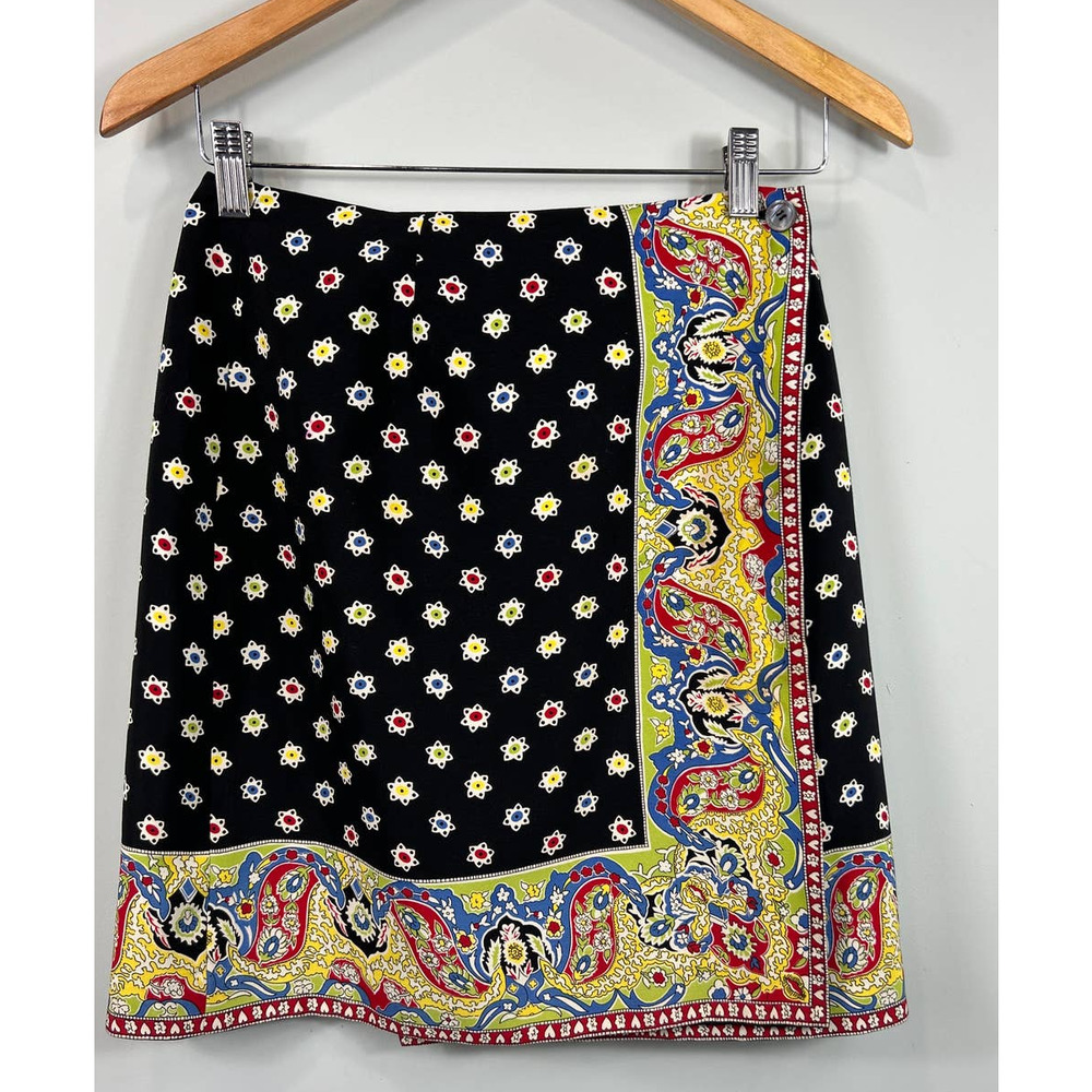Vintage 90S Cambridge Dry Goods  Paisley and Stars Mini Wrap Skirt Size 4